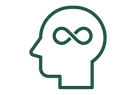 An icon of a human's head with an infinity symbol in the center.